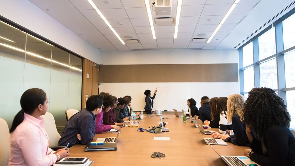 An international team on a weekly review