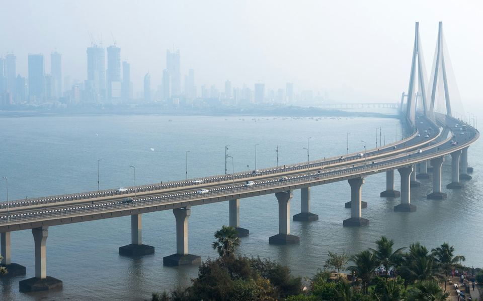 The Bandra–Worli Sea Link and the Mumbai skyline