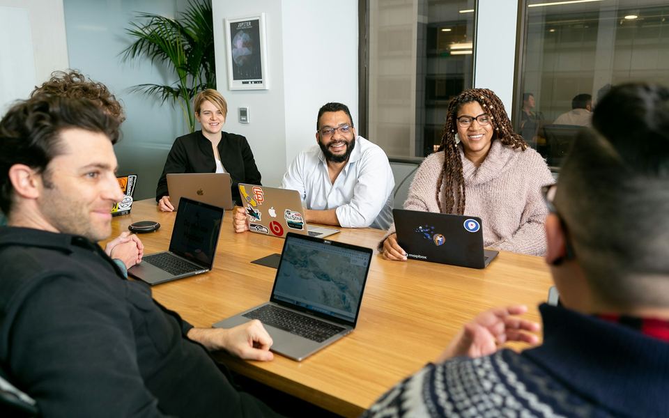 A leadership team in a finance review